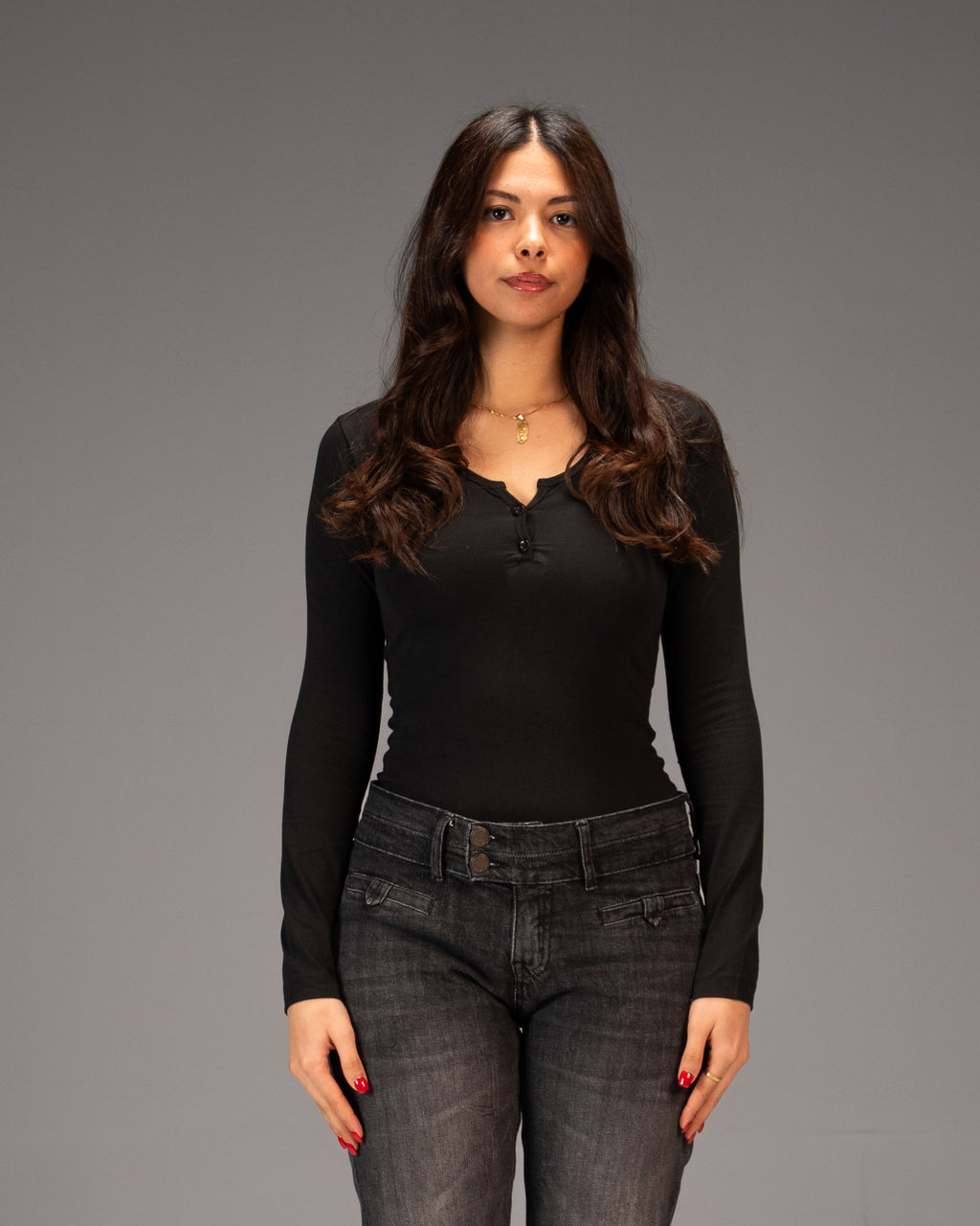 Button Up Top in Black