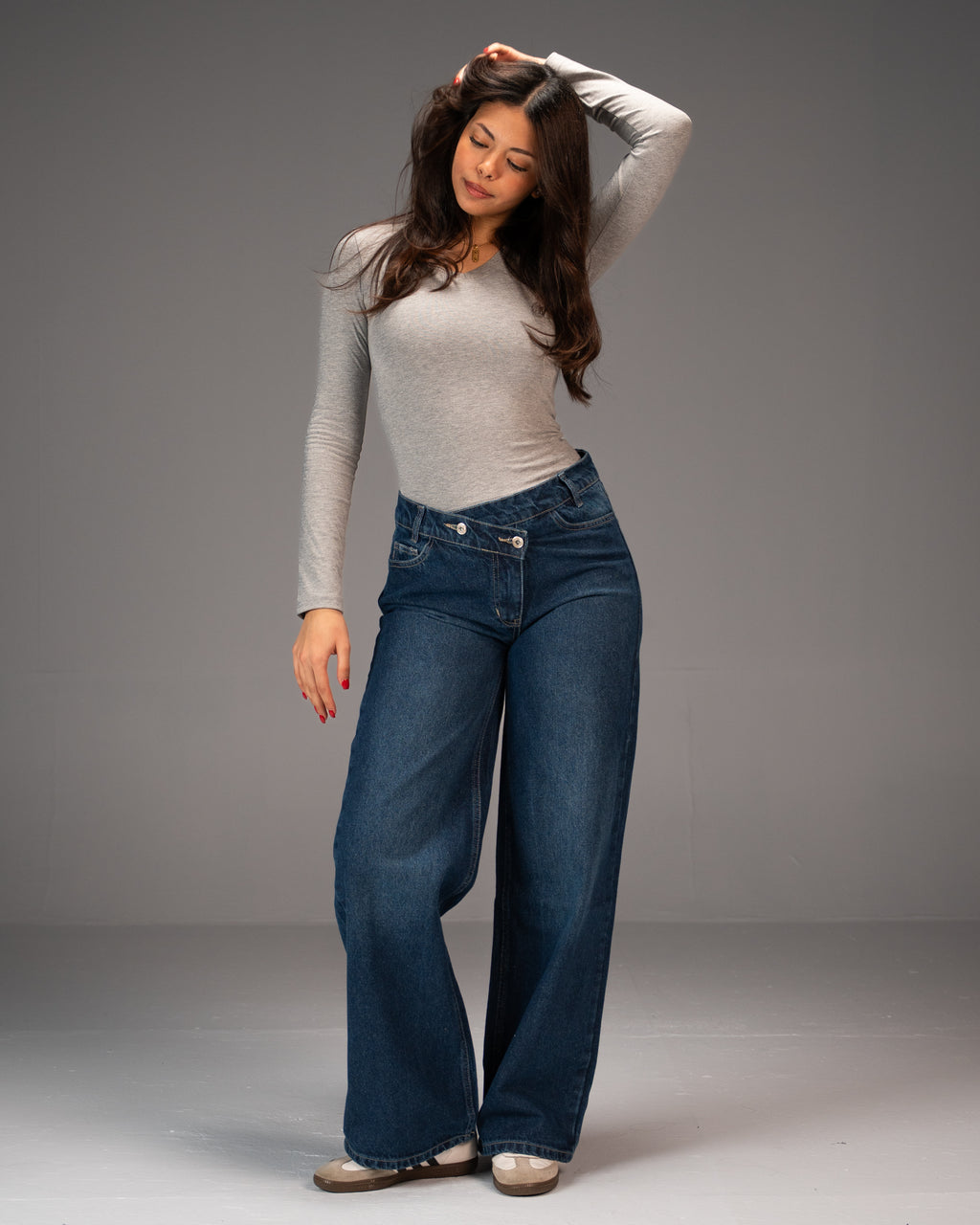 Twist Over Denim in Navy